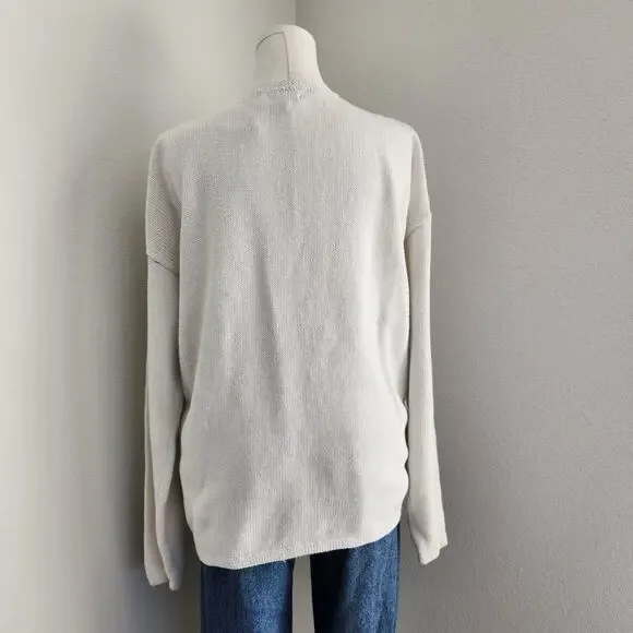 Vintage Bottega Verde Floral Embroidered Knit Cardigan Natural Fiber L - Picture 11 of 15